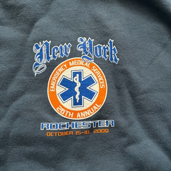 GIldan Rochester NY Firefighter Emergency Rescue Squad Sweatshirt Blue Size XL - Picture 4 of 6